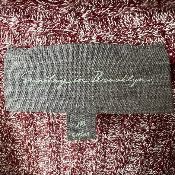 Anthropologie Sunday in Brooklyn Low V-Neck Ribbed Sweater Heathered Burgundy M - Picture 5 of 6